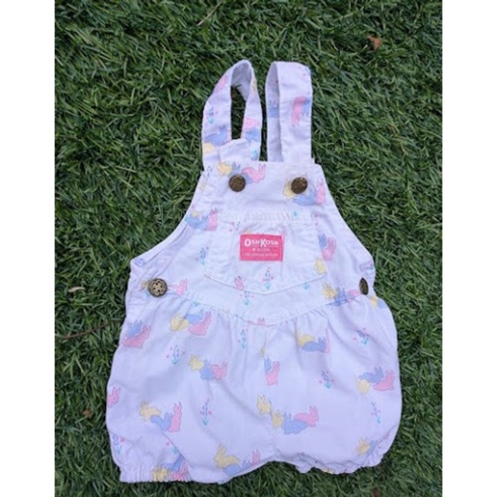 Rare Vintage OshKosh Bgosh Romper 6-9 Months Easter Bunny Print Made in USA